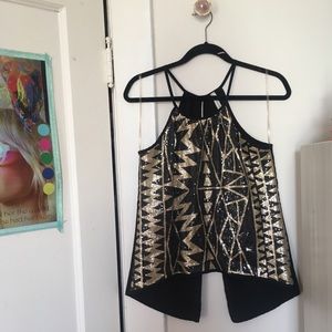 Open back sequin halter top